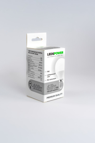 Светодиодная лампа LEDS POWER P45 E14 6Вт 4000К 006727 изображение в интернет-магазине Cramer Light