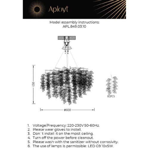 Подвесная люстра Aployt Zhozefina APL.849.03.10 изображение в интернет-магазине Cramer Light фото 2