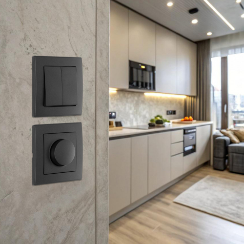 Выключатель двухклавишный Arte Milano SET06-1-30-2 black дополнительное фото фото 4