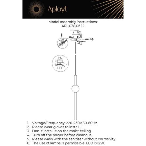 Подвесной светильник Aployt Zhozefin APL.038.06.12 изображение в интернет-магазине Cramer Light фото 13
