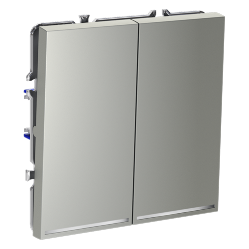 Выключатель двухклавишный с подсветкой Voltum S70 VLS020205 (сталь) дополнительное фото фото 4