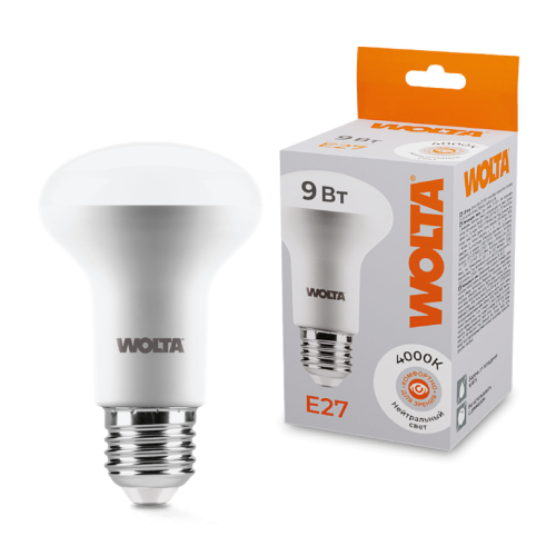 Светодиодная лампа WOLTA 9Вт 4000K E27 грибок матовый 25S63R9E27 изображение в интернет-магазине Cramer Light