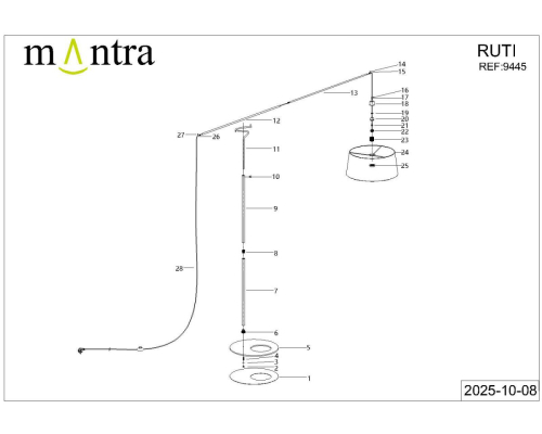 Торшер без абажура Mantra Ruti Ricca 9445 изображение в интернет-магазине Cramer Light фото 8