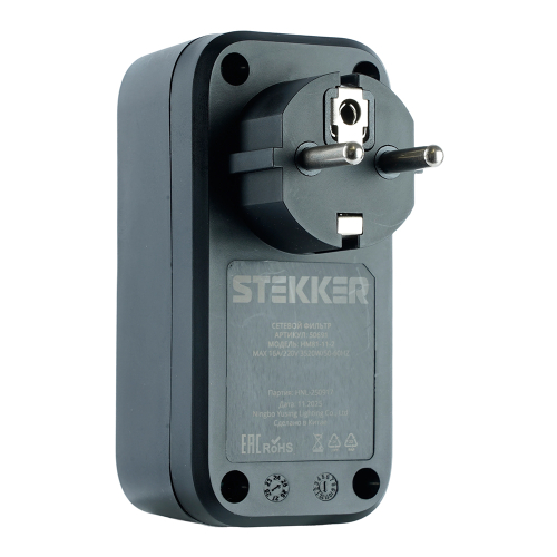 Сетевой фильтр 1-местный Stekker 220В 16А с выключателем Nova HM81-11-2 50691 дополнительное фото фото 6