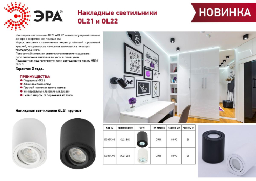 Накладной светильник Эра OL22 BK Б0054395 изображение в интернет-магазине Cramer Light фото 3