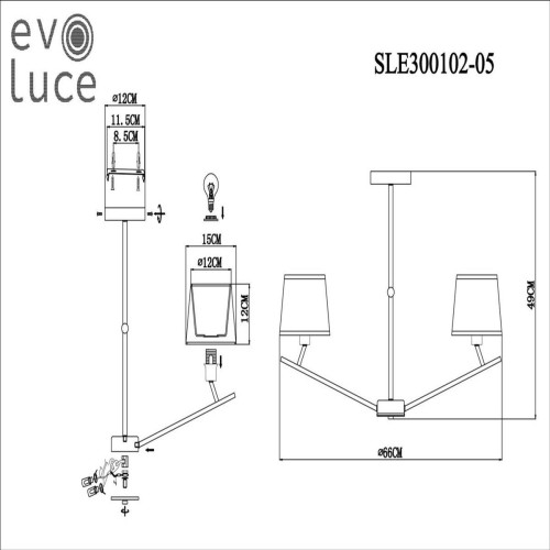 Потолочная люстра Evoluce Denice SLE300102-05 изображение в интернет-магазине Cramer Light фото 2