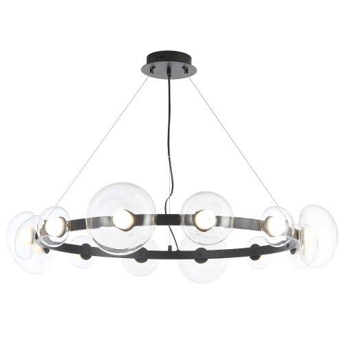 Подвесная люстра Crystal Lux BOSQUE SP12 BLACK/TRANSPARENT изображение в интернет-магазине Cramer Light фото 4