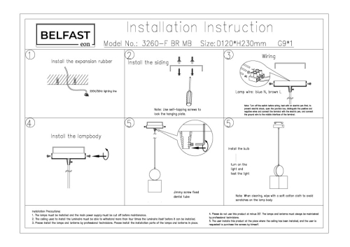 Подвесной светильник Belfast Ravenhill 3260-F BR MB изображение в интернет-магазине Cramer Light фото 9