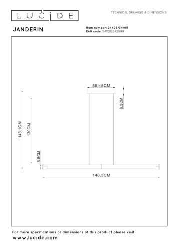 Подвесной светильник Lucide Janderin 24405/34/05 изображение в интернет-магазине Cramer Light фото 11