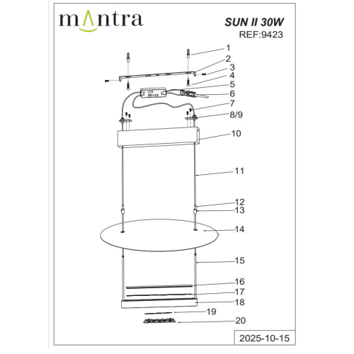 Подвесная люстра Mantra Sun Ii 9423 изображение в интернет-магазине Cramer Light фото 6