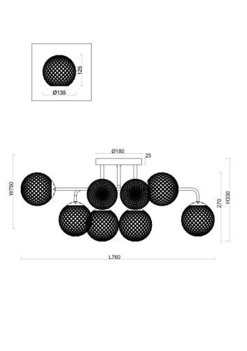 Потолочная люстра Freya Navel FR8016PL-08BBS изображение в интернет-магазине Cramer Light фото 2