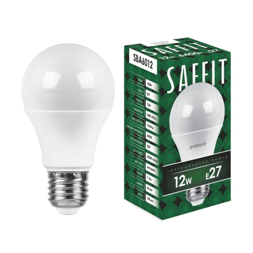 Лампа светодиодная Saffit SBA6012 шар E27 12W 6400K 55009 изображение в интернет-магазине Cramer Light
