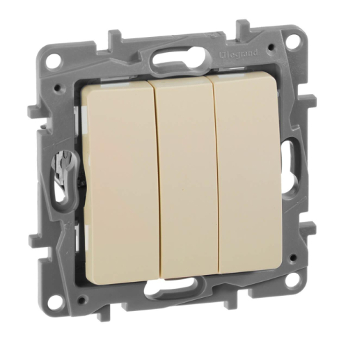 Выключатель трехклавишный Legrand Etika 10A 250V слоновая кость 672313 дополнительное фото
