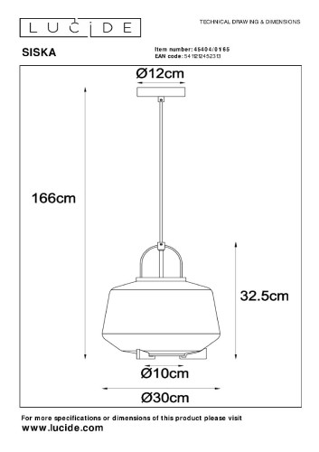 Подвесной светильник Lucide Siska 45404/01/65 изображение в интернет-магазине Cramer Light фото 7