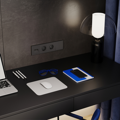 Розетка со шторками Voltum S70 VLS040208 (черный матовый) дополнительное фото фото 5