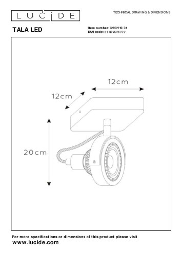 Спот Lucide Tala Led 31931/12/31 изображение в интернет-магазине Cramer Light фото 6