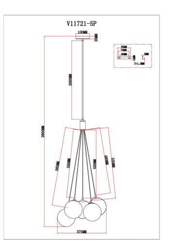 Подвесной светильник Moderli Renny V11721-5P изображение в интернет-магазине Cramer Light фото 8