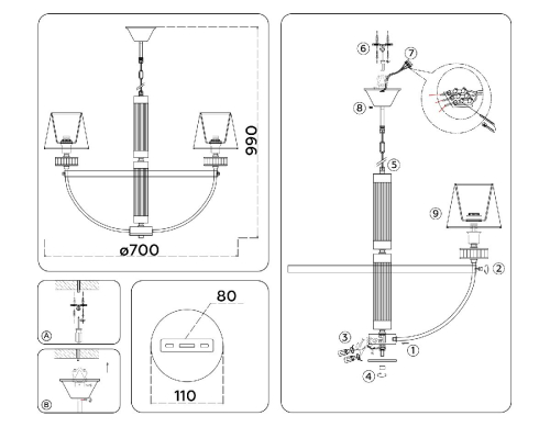 Подвесная люстра Ambrella Light High Light Classic LH71251 изображение в интернет-магазине Cramer Light фото 6