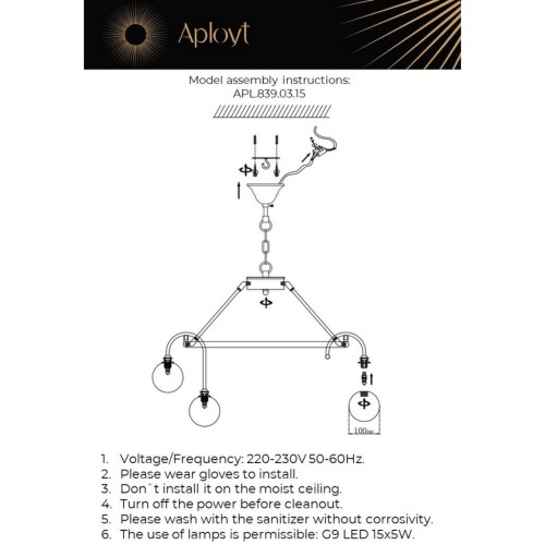 Подвесная люстра Aployt Eloiz APL.839.03.15 изображение в интернет-магазине Cramer Light фото 2