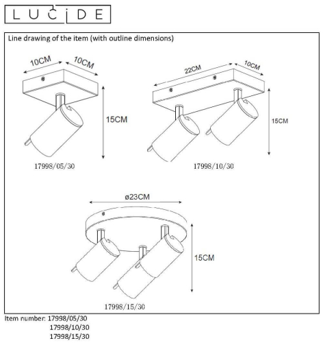 Спот Lucide GRONY 17998/10/30 изображение в интернет-магазине Cramer Light фото 4