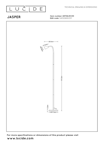 Торшер Lucide Jasper 65706/01/33 изображение в интернет-магазине Cramer Light фото 5