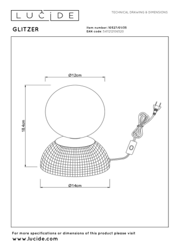 Настольная лампа Lucide Glitzer 10527/01/35 изображение в интернет-магазине Cramer Light фото 4