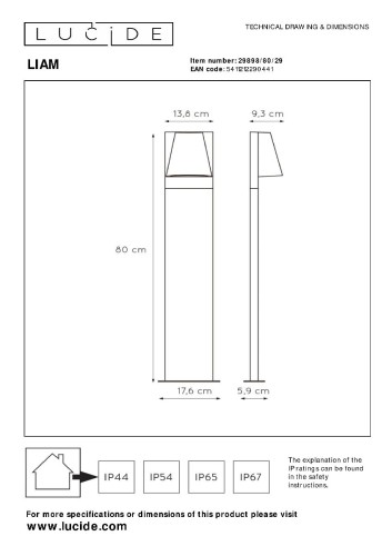 Ландшафтный светильник Lucide Liam 29898/80/29 дополнительное фото фото 5