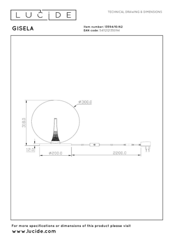 Настольная лампа Lucide Gisela 13594/10/62 изображение в интернет-магазине Cramer Light фото 8