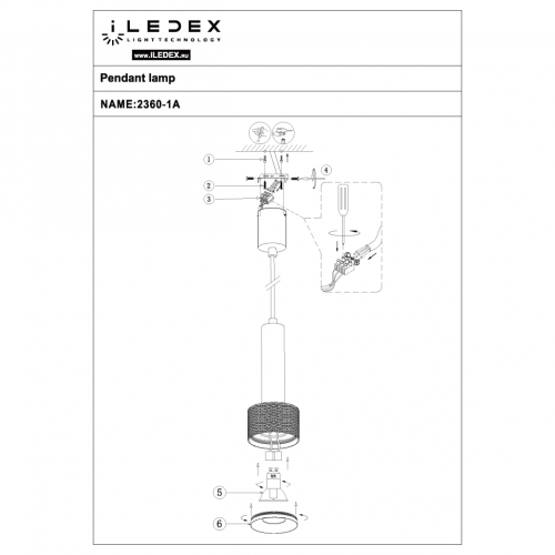 Подвесной светильник iLedex Delta 2362-1 BK+WH изображение в интернет-магазине Cramer Light фото 5