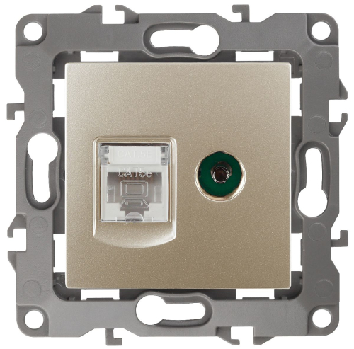 Розетка комбинированная RJ45+TV Эра 12-3110-04 Б0027444 дополнительное фото