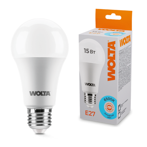 Светодиодная лампа WOLTA 15Вт 6500К E27 груша матовая 25W60BL15E27 изображение в интернет-магазине Cramer Light