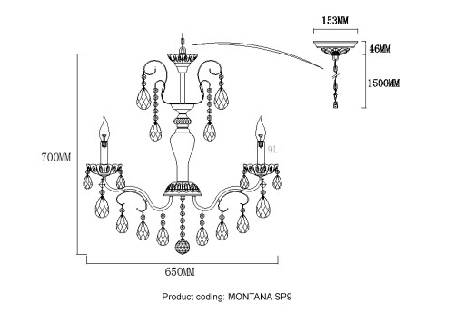 Подвесная люстра Crystal Lux MONTANA SP9 изображение в интернет-магазине Cramer Light фото 3