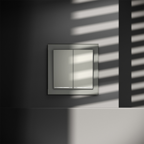 Выключатель двухклавишный с подсветкой Voltum S70 VLS020205 (сталь) дополнительное фото фото 2