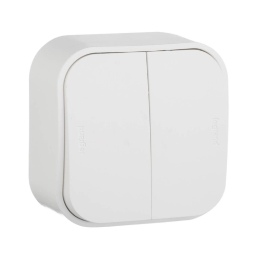Выключатель двухклавишный Legrand Quteo 10A 250V белый 782202 дополнительное фото
