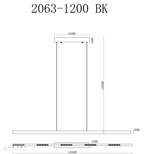 Подвесная люстра iLedex Vision 2063-1200 BK изображение в интернет-магазине Cramer Light фото 2