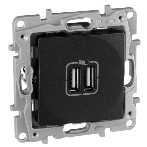 Розетка 2хUSB Legrand Etika антрацит 672694 дополнительное фото