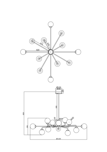 Люстра на штанге Freya Alexis FR5120PL-12G изображение в интернет-магазине Cramer Light фото 3