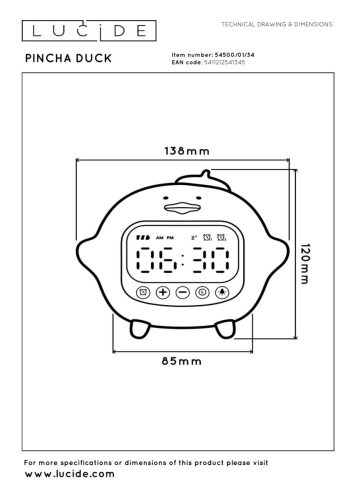 Настольная лампа Lucide Pincha Duck 54500/01/34 изображение в интернет-магазине Cramer Light фото 8