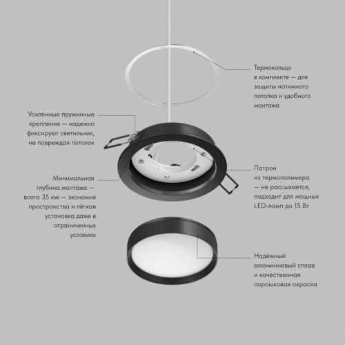 Встраиваемый светильник Denkirs Ratio DK-DH2000-BK изображение в интернет-магазине Cramer Light фото 3