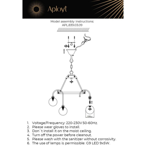 Подвесная люстра Aployt Eloiz APL.839.03.09 изображение в интернет-магазине Cramer Light фото 2