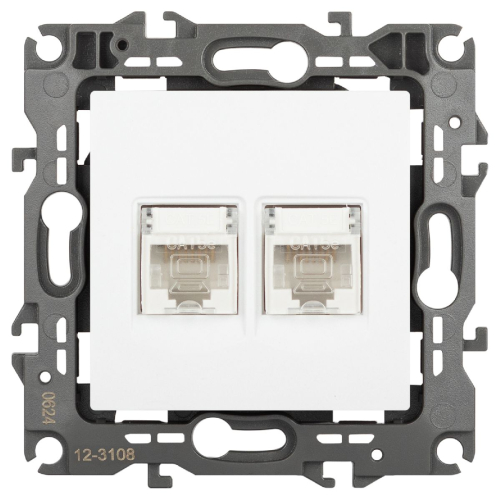 Розетка компьютерная двойная RJ45 Эра 12-3108-01М Б0065686 дополнительное фото