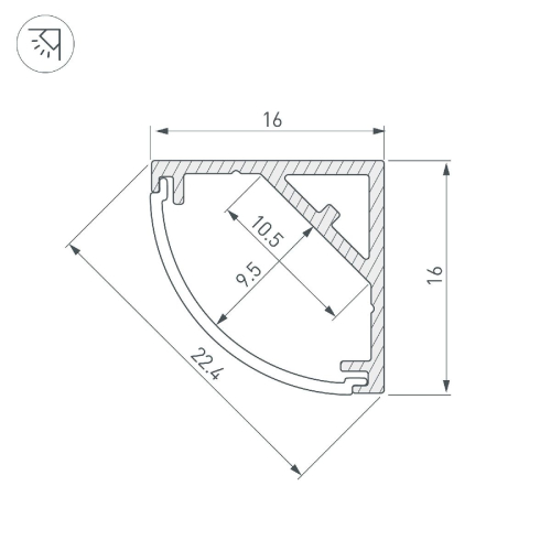 Профиль Arlight SL-KANT-H16-S10-2000 ANOD 053562 изображение в интернет-магазине Cramer Light фото 3