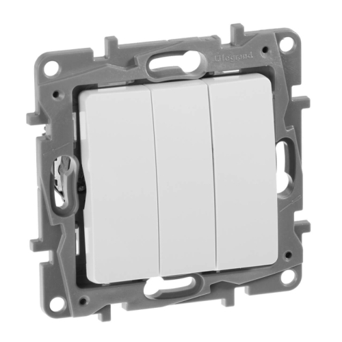 Выключатель трехклавишный Legrand Etika 10A 250V белый 672213 дополнительное фото