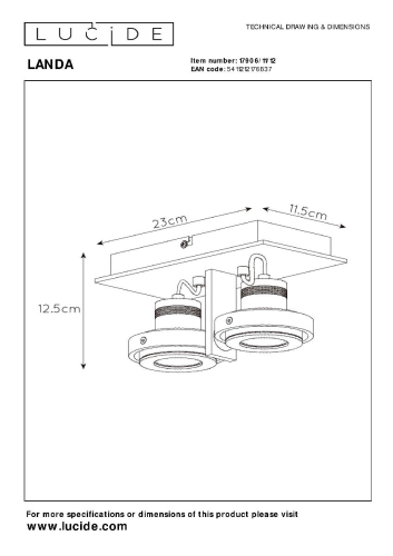 Спот Lucide Landa 17906/11/12 изображение в интернет-магазине Cramer Light фото 7