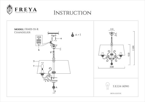 Подвесная люстра Freya Driana FR2405-PL-05C-BZ изображение в интернет-магазине Cramer Light фото 5