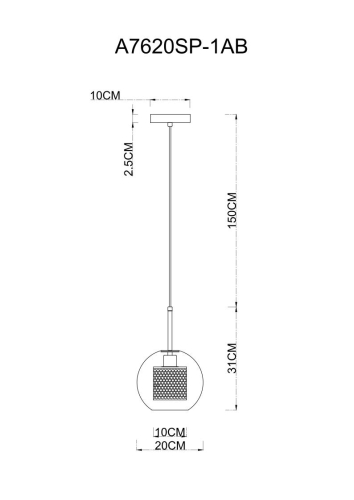Подвесной светильник Arte Lamp Manchester A7620SP-1AB изображение в интернет-магазине Cramer Light фото 2