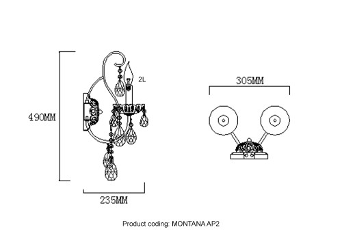 Бра Crystal Lux MONTANA AP2 дополнительное фото фото 2