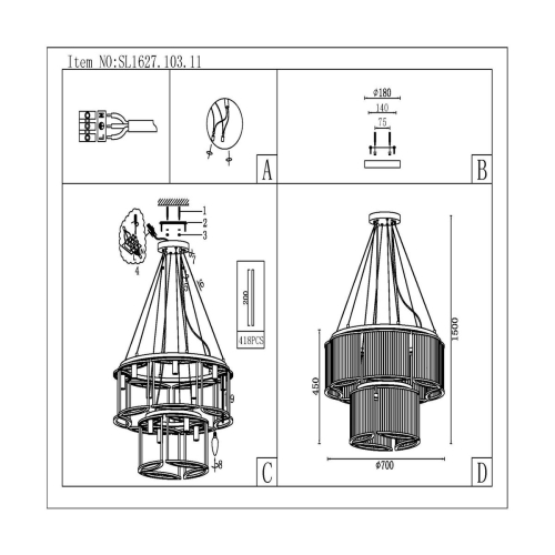 Подвесная люстра ST Luce Velletri SL1627.103.11 изображение в интернет-магазине Cramer Light фото 6