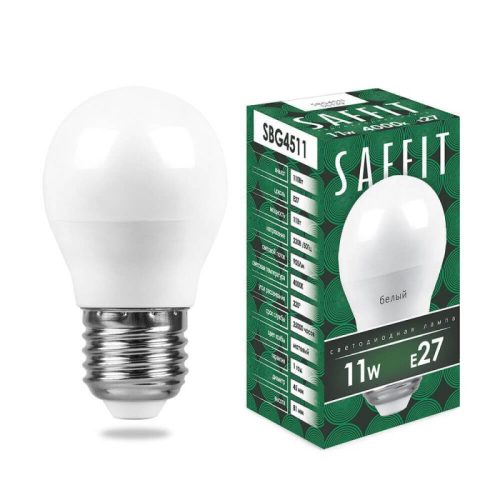 Лампа светодиодная Saffit SBG4511 шар E27 11W 4000K 55139 изображение в интернет-магазине Cramer Light