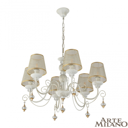 Подвесная люстра Arte Milano 347620/6 WT+G изображение в интернет-магазине Cramer Light